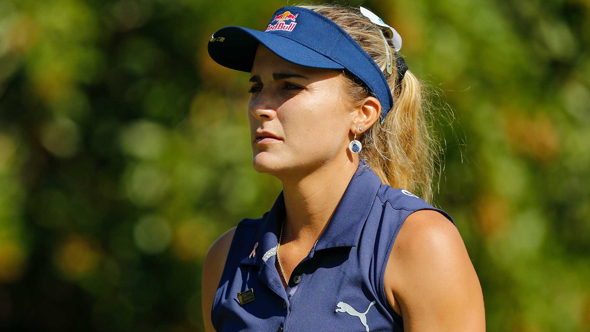 Lexi Thompson looks on from the seventh tee during the first round of the CME Group Tour Championship