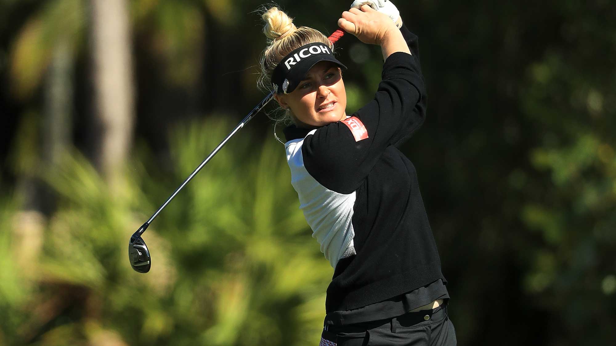Charley Hull of England plays her second shot on the sixth hole during the third round of the LPGA CME Group Tour Championship