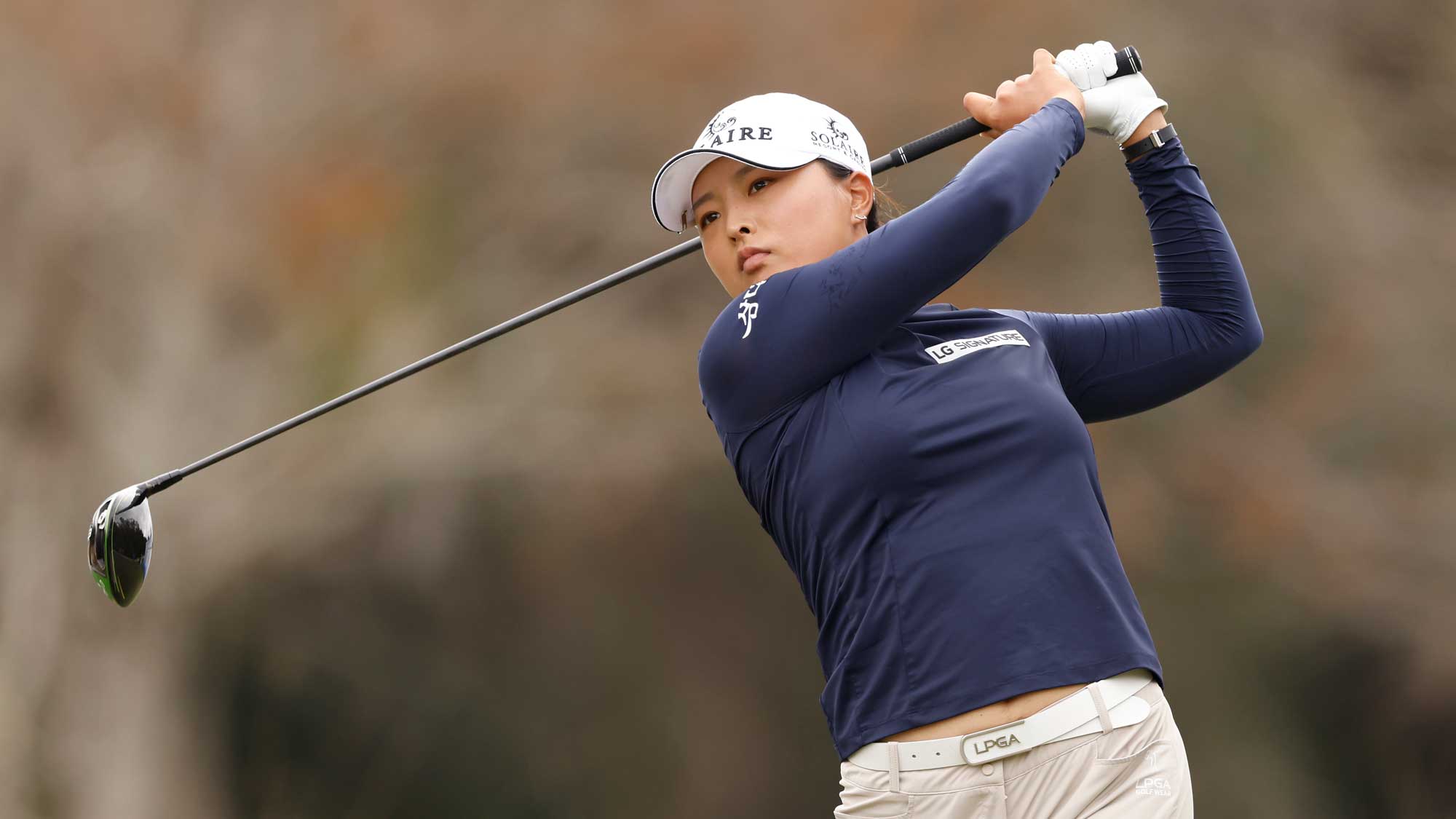 Jin Young Ko of Korea plays her shot from the third tee during the first round of the CME Group Tour Championship